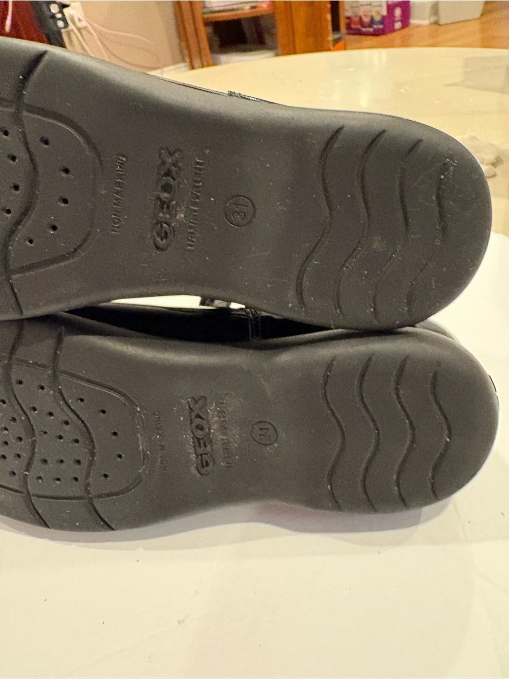 Geox Black Patent Mary Jane Shoes with Velcro Strap